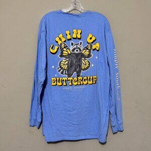 Simply Southern XL “Chin Up Buttercup” Long Sleeve Graphic Shirt – Blue